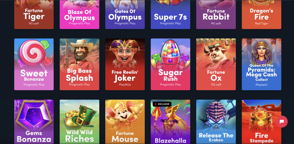 Games in the Blaze Casino App.